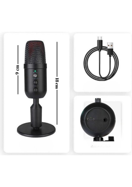 Multizone Rgb Işıklı Profesyonel Kardioid Oyuncu Yayıncı Mikrofonu Stüdyo Podcast Için