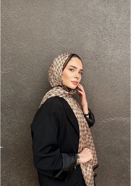 Vual Ipek Şal G Desen Kahverengi