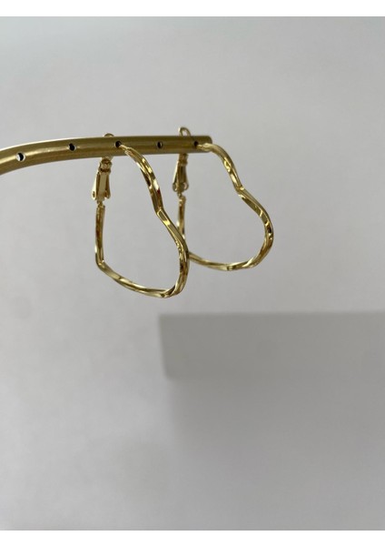 Büyük Kalp Gold Küpe