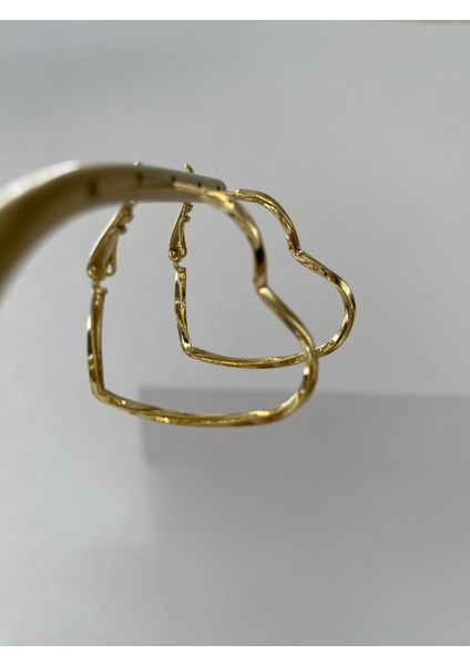 Büyük Kalp Gold Küpe