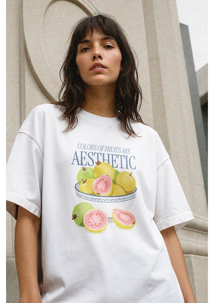 Beyaz Oversize Unisex Erkek Kadın Tişört