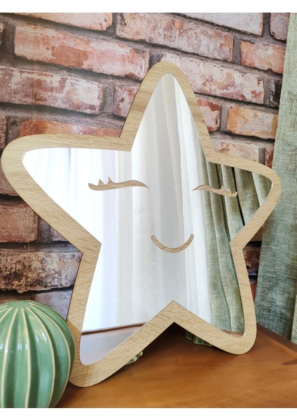 Yıldız Figürlü Çocuk Odası Dekoratif Pleksi Ayna Gülen Yıldız (35 x 35 cm Mdf Üzeri Gümüş Büyük Boy) fiyatları