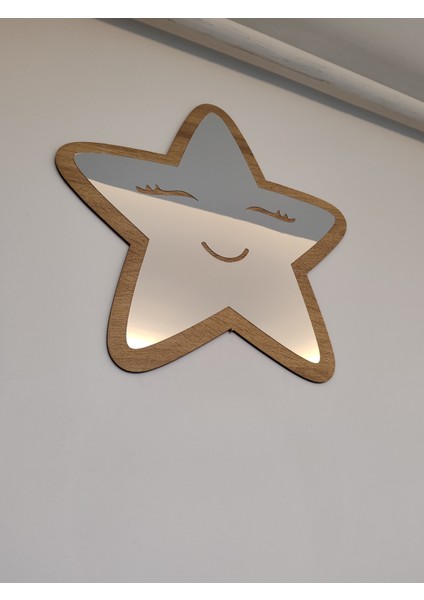 Yıldız Figürlü Çocuk Odası Dekoratif Pleksi Ayna Gülen Yıldız (35 x 35 cm Mdf Üzeri Gümüş Büyük Boy) modelleri