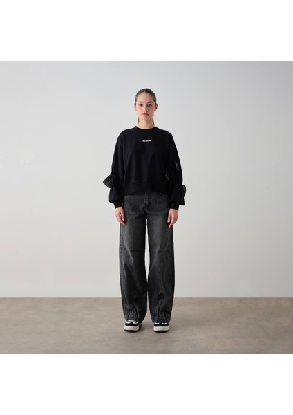 Kız Çocuk Kolları Fiyonklu Sweat