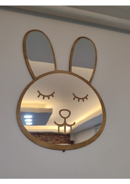 Tavşan Figürlü Çocuk Odası Dekoratif Pleksi Ayna 40 x 26 cm Büyük Boy