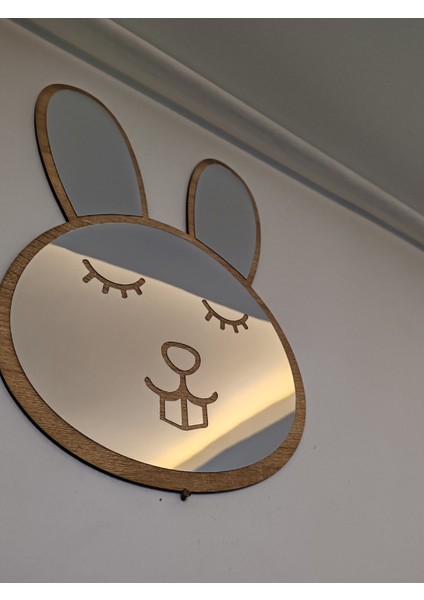 Tavşan Figürlü Çocuk Odası Dekoratif Pleksi Ayna 40 x 26 cm Büyük Boy modelleri