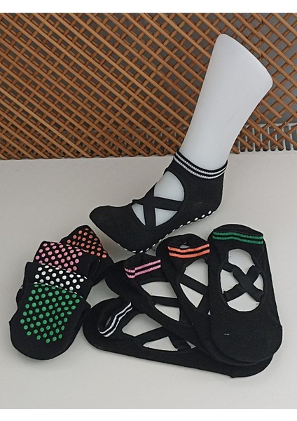 Neon Baskılı Plates ve Yoga 4' Lü Kadın Çorabı