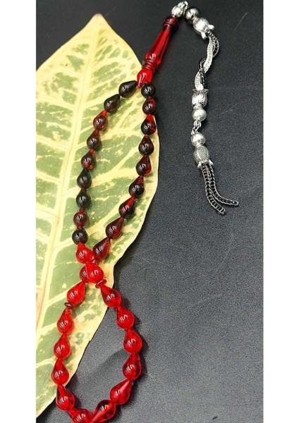 Kırmızı-Siyah Damla Model Alpaka Püskül Ateş Kehribar Tesbih fırsatları