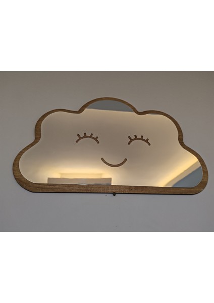 Bulut Figürlü Çocuk Odası Dekoratif Pleksi Ayna 40 x 25 cm Büyük Boy