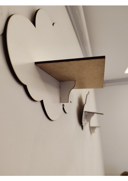 3'lü Beyaz Dekoratif Bulut Çocuk Odası Duvar Rafı ( 3 mm Beyaz Mdf ) indirimleri