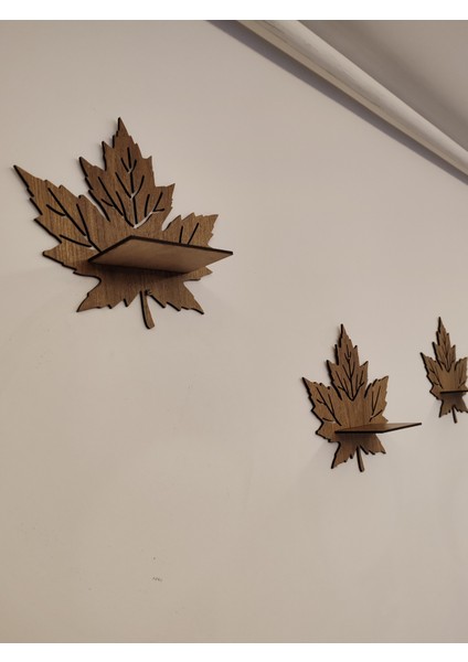 Yaprak Dekoratif Raflı Set 3'lü (3mm Mdf)