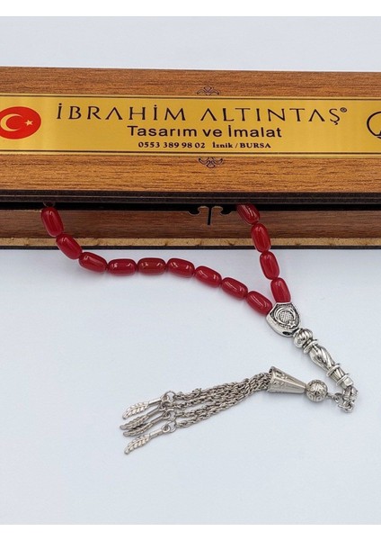 Kırmızı Bilek Boy Alpaka Püsküllü Ateş Kehribar Tesbih fırsatları