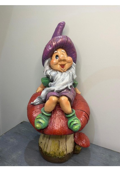 Mantar Üstünde Oturan Cüce Jumbo Boy Polyester Dekoratif Obje fiyatları