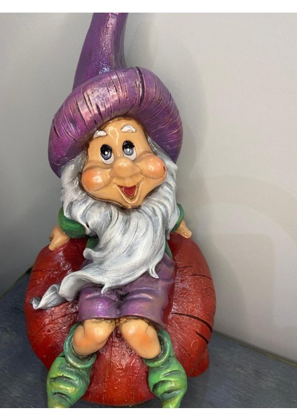 Mantar Üstünde Oturan Cüce Jumbo Boy Polyester Dekoratif Obje modelleri