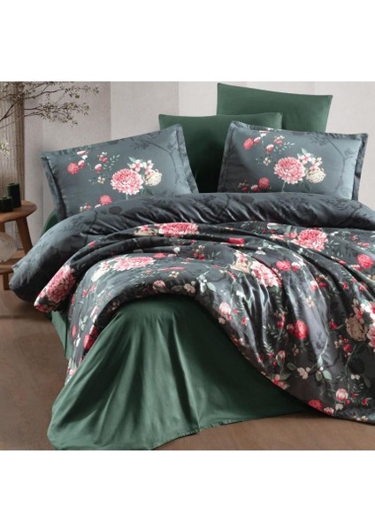 Saten Çift Kişilik Nevresim Takımı Alfon V1 Kahve - 346686-1453