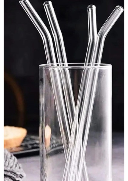 6 Adet Şeffaf Cam Eğimli Pipet - Cam Pipet 6'lı fırsatları