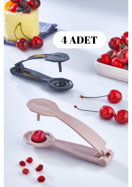 4 Adet Çekirdek Çıkarma Aparatı - Yeşil Siyah Zeytin, Vişne, Kiraz Çekirdeği Çıkarıcı