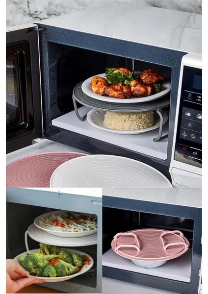 Pratik Katlanabilir Buzdolabı ve Mikrodalga Rafı Ayaklı Isıya Dayanıklı Düzenleyici Raf Beyaz