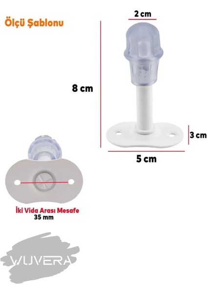 Kapı Kolu Stoperi Beyaz 8 cm Metal Kapı Tamponu Durdurucu Tutucu Tutacağı Kapı Stopu Silikonlu
