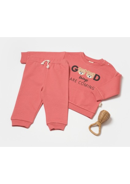 Babycosy Bebek Kapüşonlu Sweatshirt ve Pantolon Seti, %100 Organik Pamuk, Bebek ve Yenidoğan Serisi - CSY8010