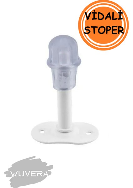Kapı Kolu Stoperi Beyaz 8 cm Metal Kapı Tamponu Durdurucu Tutucu Tutacağı Kapı Stopu Silikonlu