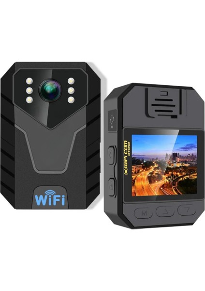 Wifi Li Gece Görüşlü Ekranlı Yaka Kamerası-Mini Kamera Araçta ve Birçok Alanda Da Kullanılabilir
