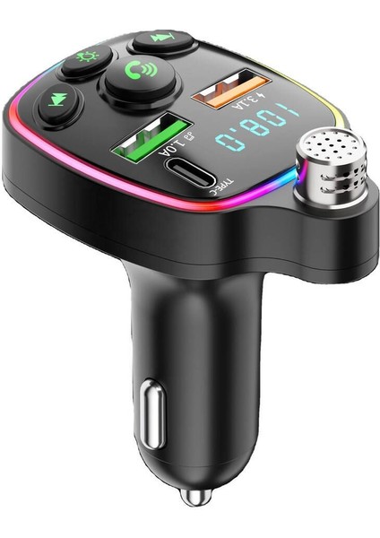 Bluetooth Araç Kiti Araç Fm Transmitter USB Type-C Mp3 Sd Kart Flash Için Uygun Pd Çakmaklık Girişli