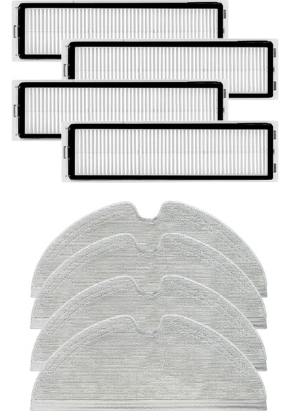 Dreame D9 Robot Süpürge Uyumlu 8'li Hepa Filtre ve Mop Bezi - Yedek Parça Seti