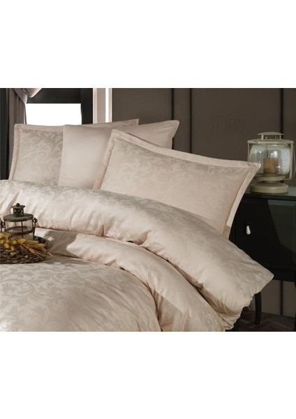 Exclusive Jakarlı Çift Kişilik Pamuk Saten Nevresim Takımı Pavaya V2 Krem - 235780-1453
