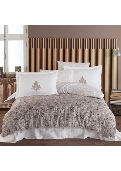 Çift Kişilik Saten Nevresim Mirabel Kahve - 510464-1453