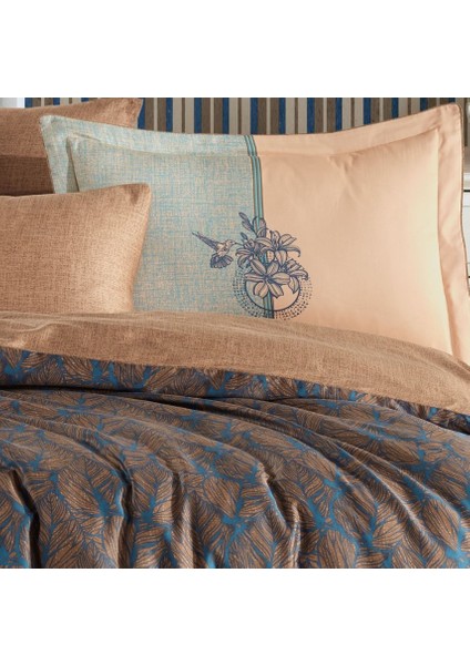 Çift Kişilik Saten Nevresim Lotus Bronz - 510461-1453