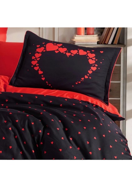 Çift Kişilik Saten Nevresim Amore Siyah - 510451-1453