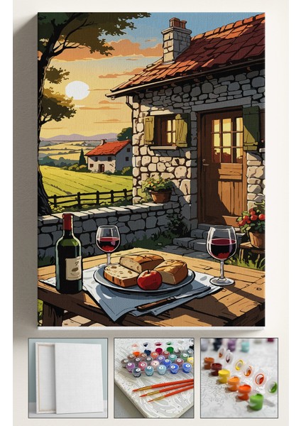 Sayılarla Boyama Çerçeveli Hobi Seti Numaralı Tuval Fırça Boya Dahil Kasnaklı 40X50 cm Mahsen Şarp