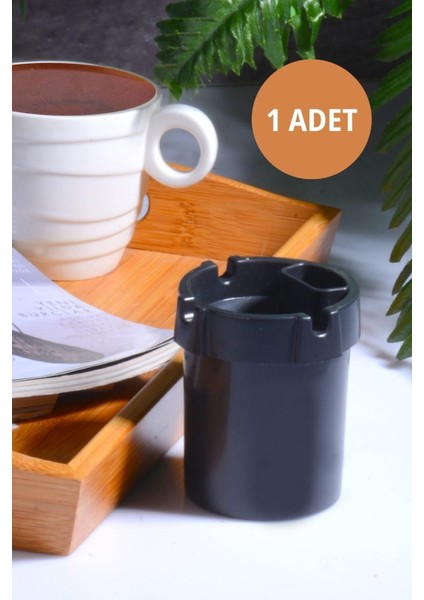 1 Adet Koku Yapmaz Çakmaklık Hazneli Siyah Plastik Küllük Oto Kül Tablası Kül Tabağı