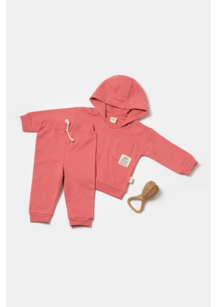 Bebek Kapüşonlu Sweatshirt ve Pantolon Seti, %100 Organik Pamuk, Bebek ve Yenidoğan Serisi - CSY8002