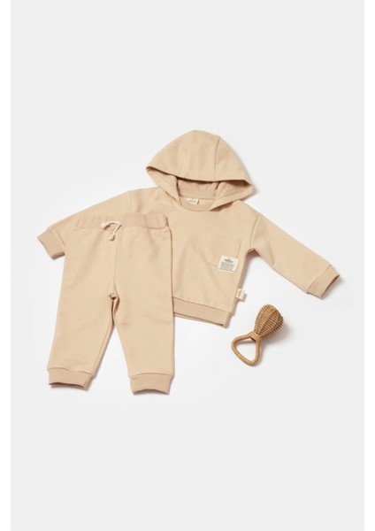 Bebek Kapüşonlu Sweatshirt ve Pantolon Seti, %100 Organik Pamuk, Bebek ve Yenidoğan Serisi - CSY8003