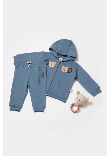 Bebek Kapüşonlu Ceket ve Pantolon Takımı, %100 Organik Pamuk, Bebek ve Yenidoğan Serisi - CSY8005