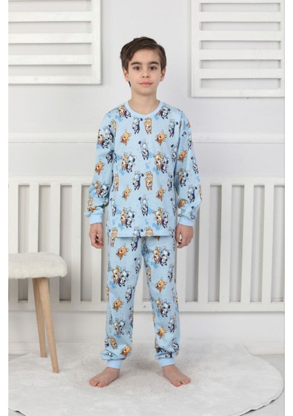 Isob Mavi Bluey Desenli %100 Pamuk Erkek Çocuk Pijama Takımı 3-8 Yaş 41317-M