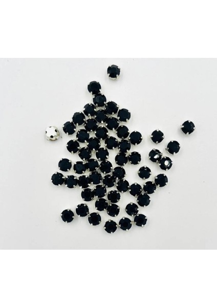 6 Mm Kasalı Dikme Cam Taş Siyah 50 Adet