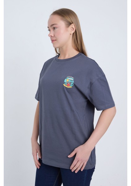 Kadın Oversize Antrasit Summer T-Shirt fırsatları