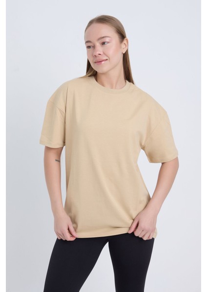 Kadın Oversize Basic Bordo Renk T-Shirt