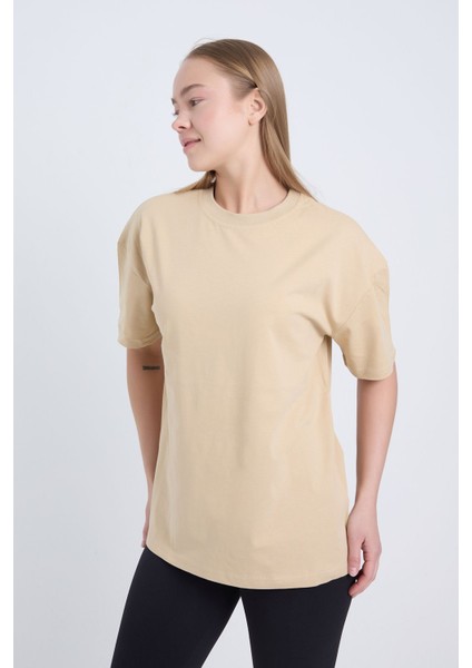 Kadın Oversize Basic Bordo Renk T-Shirt fırsatları