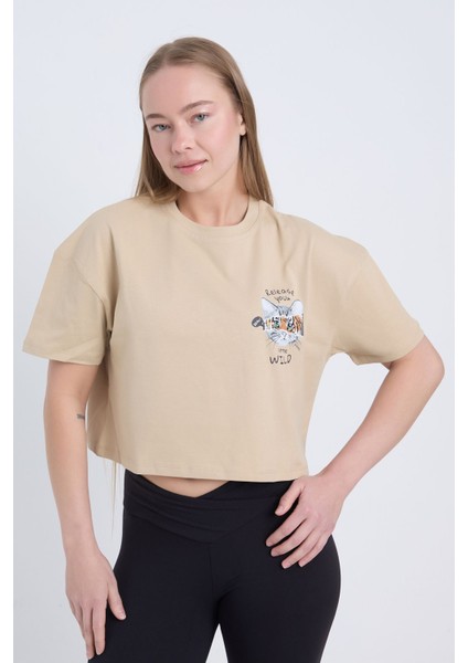 Kadın Oversize Realase Your Bordo Renk Crop