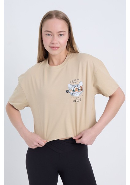 Kadın Oversize Realase Your Bordo Renk Crop