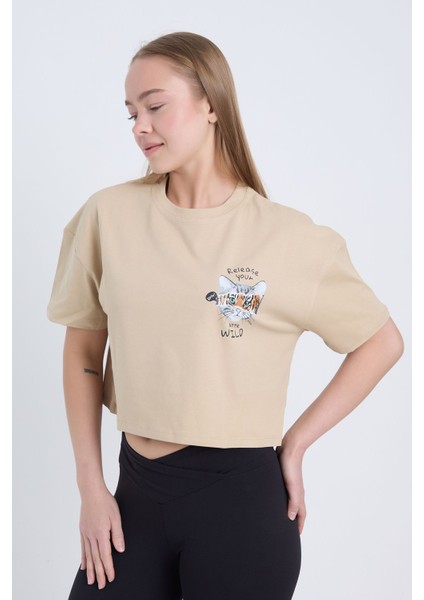 Kadın Oversize Realase Your Bordo Renk Crop