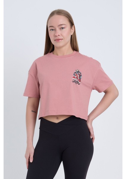 Kadın Oversize Cropmusic And Sneakers Pembe Renk Crop fiyatları
