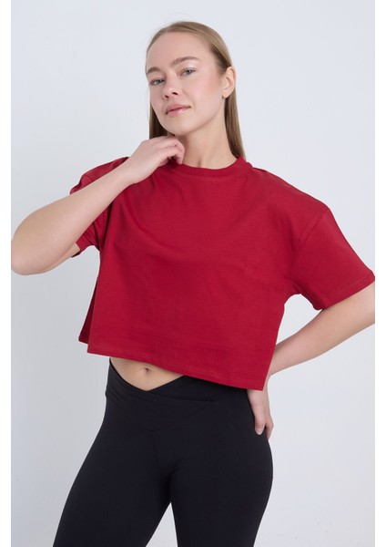 Kadın Oversize Basic Pembe Renk Crop