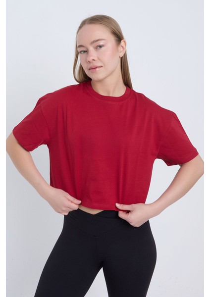 Kadın Oversize Basic Pembe Renk Crop modelleri
