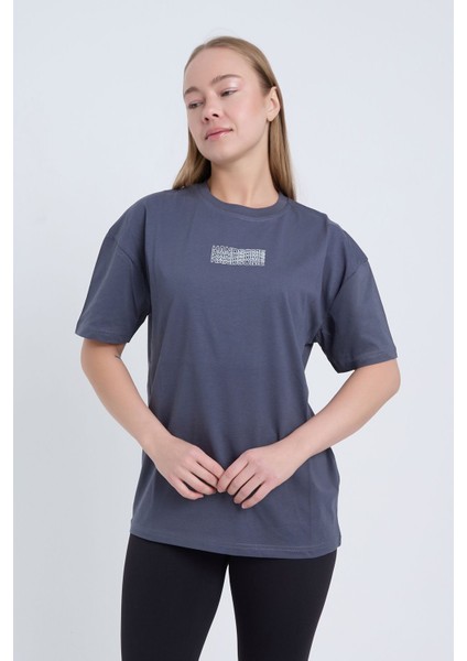 Kadın Oversize Antrasit Handsome T-Shirt