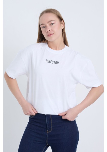 Kadın Oversize Beyaz Director T-Shirt